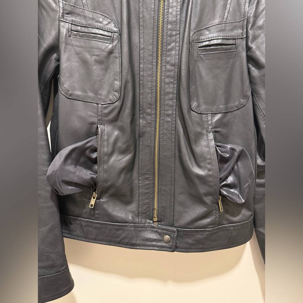 Vera Pelle Black Jacket Made in Italy - Picture 3 of 10